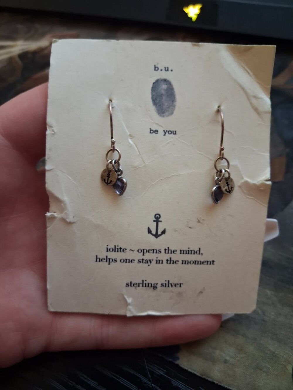 b.u. Sterling silver iolite dangle earrings